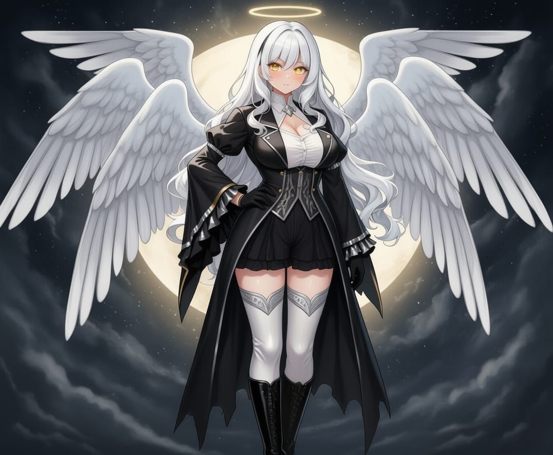 Mysterious Angel Gabriel with Golden Eyes and White Hair