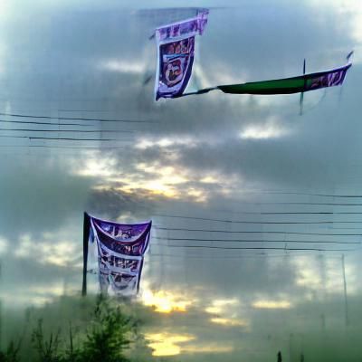Banners Fluttering in Morning Breeze