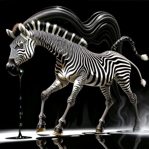 Bio-Surrealist Painting of Dripping, Alien Zebras