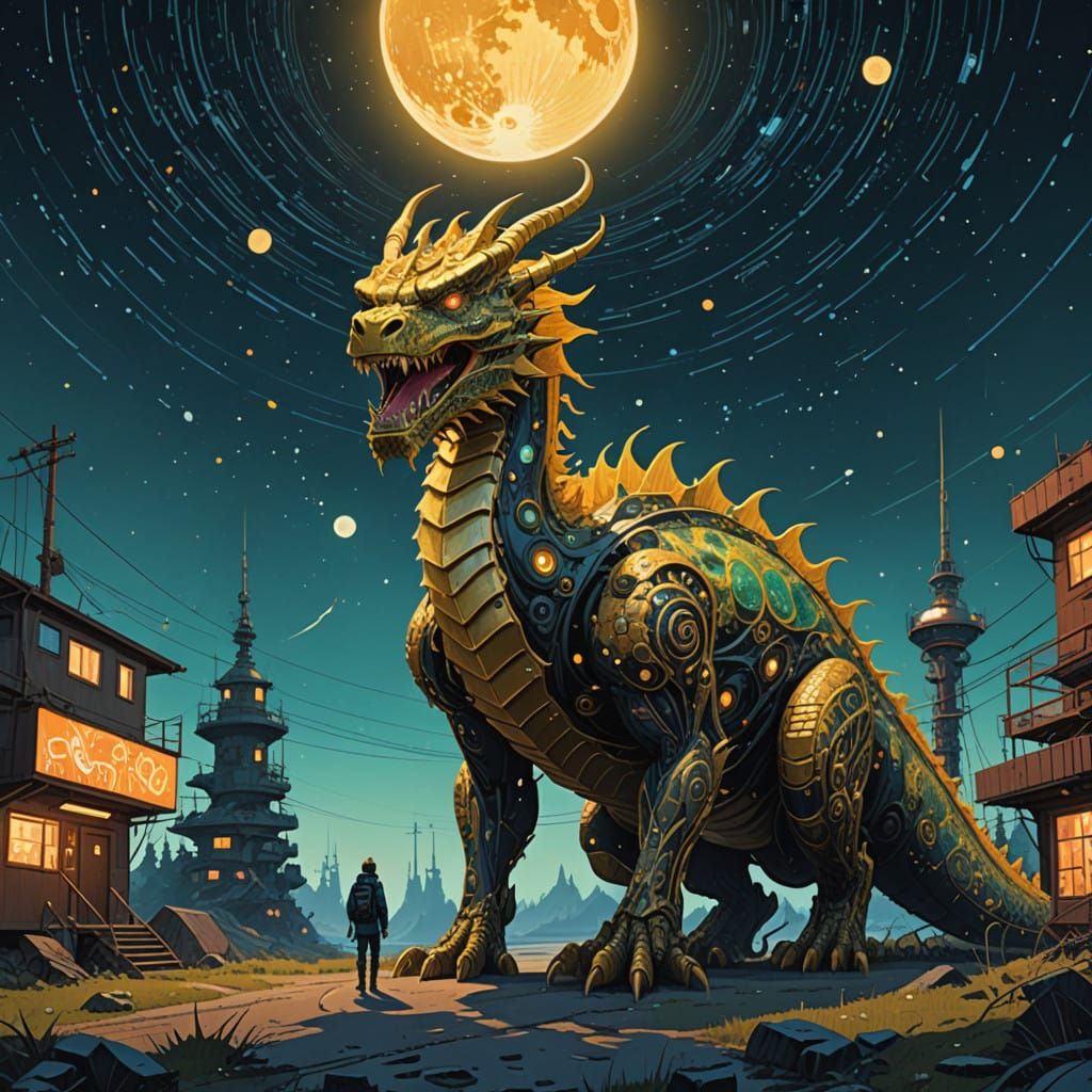 Celestial Dragon in Cosmic Dance