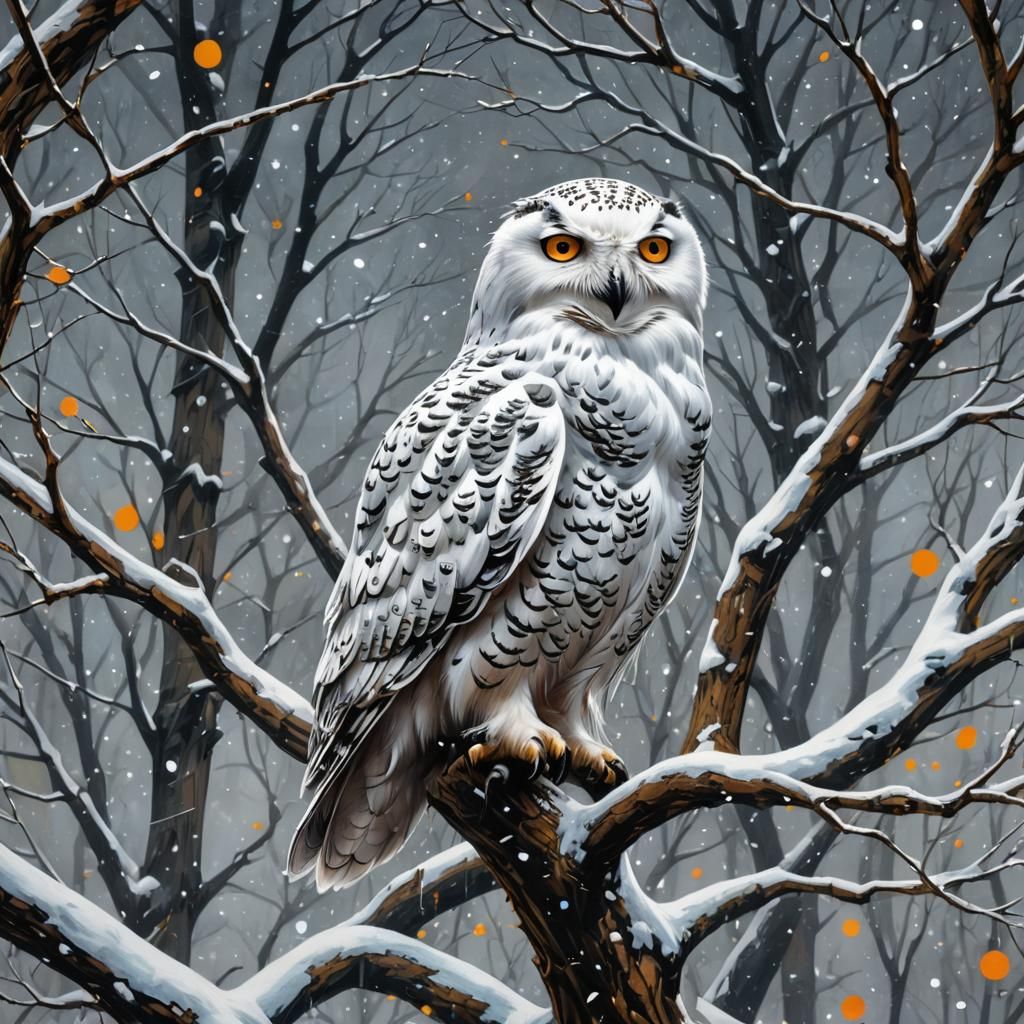 Magical Snowy Owl Graffiti Art at Hogwarts