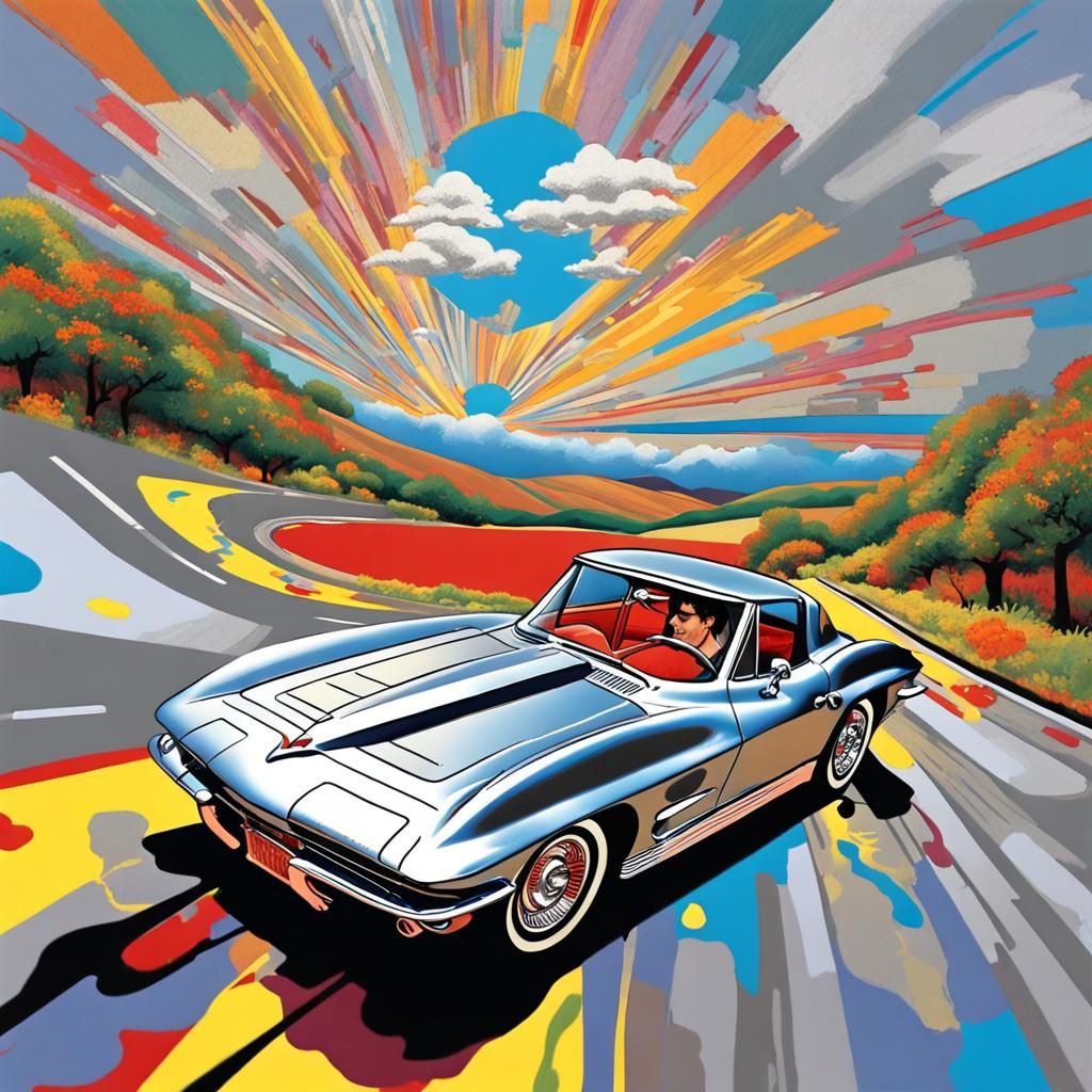 Pop Art Corvette Ride with Neon Colors