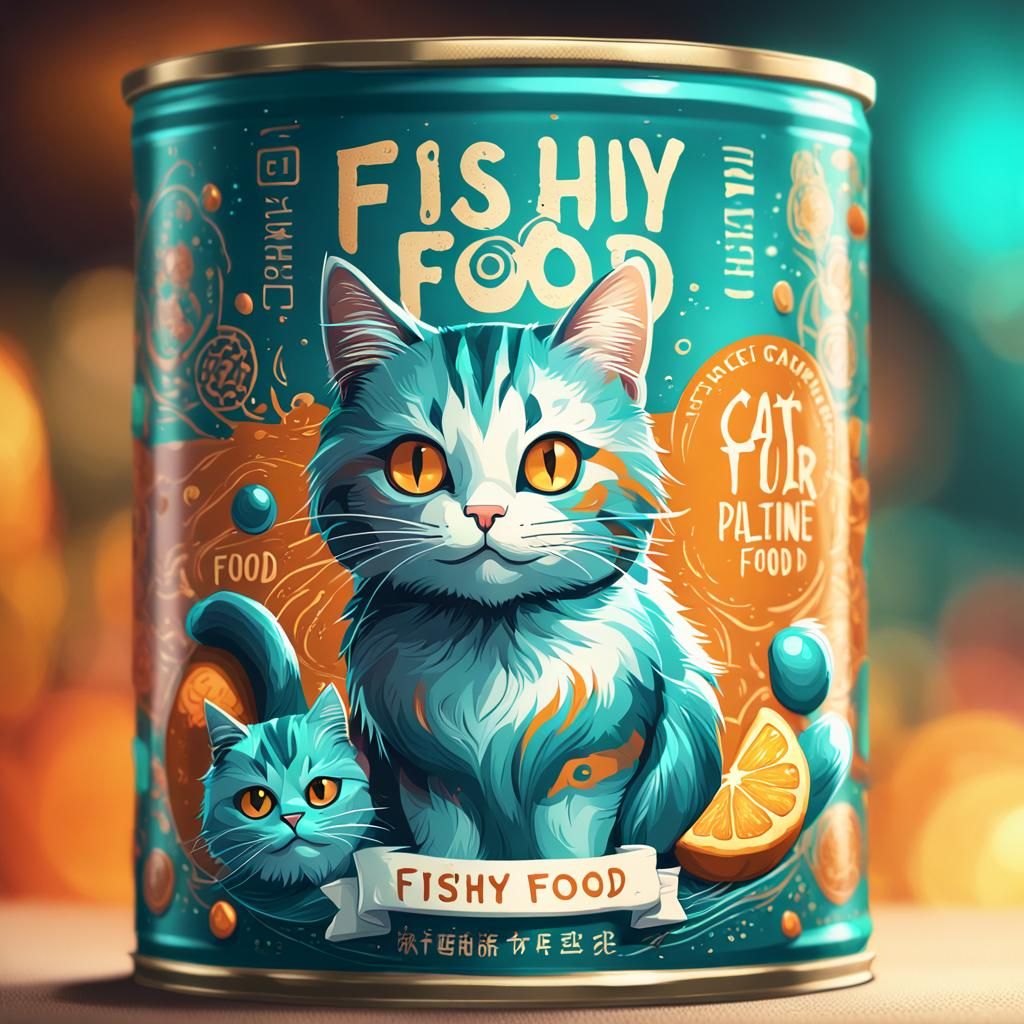 Vibrant Cat Food Concept Art in Art Nouveau Style