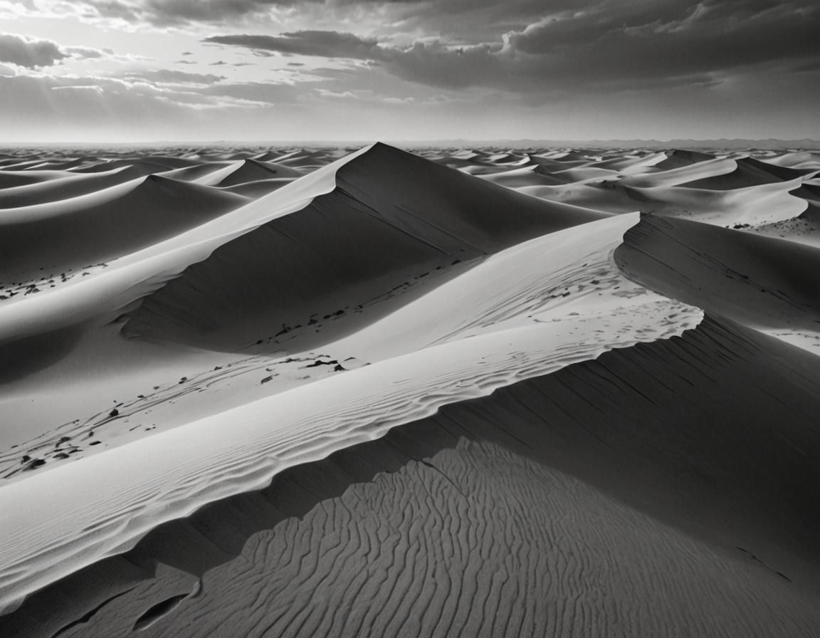 Windswept Dunes in Charcoal Drawing Style