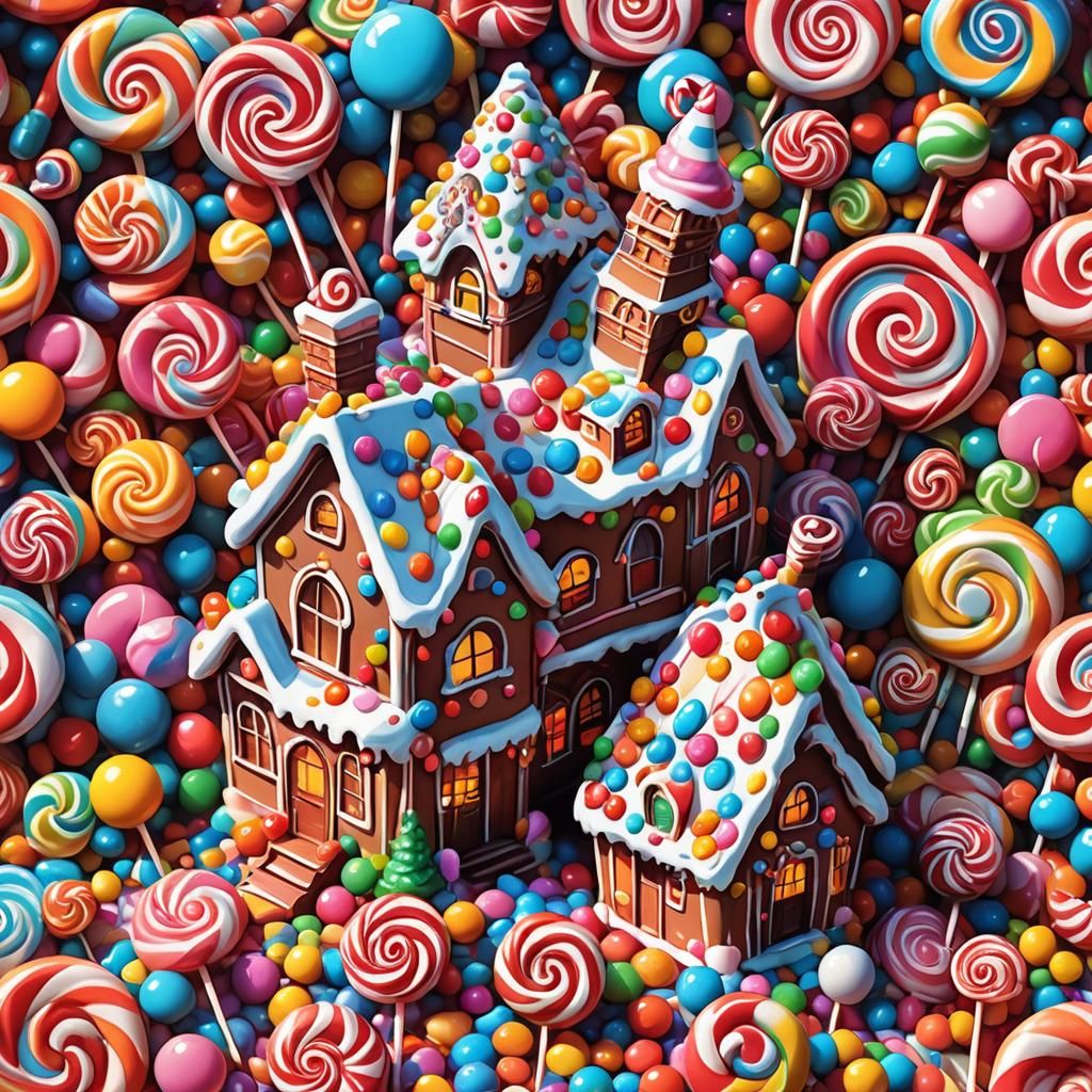 Whimsical Candyland Love House in Digital Art