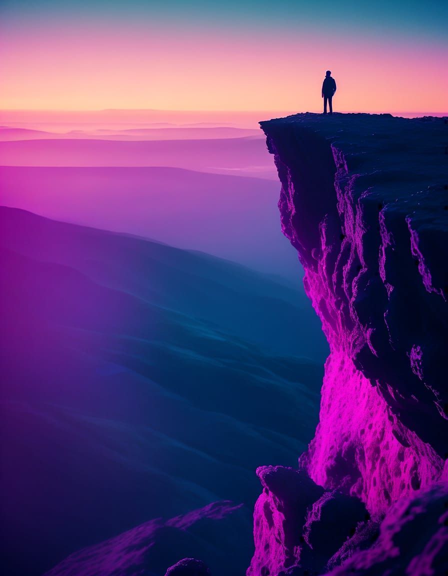 Ethereal Moonlit Figure Silhouetted Against Vibrant Night Sk...
