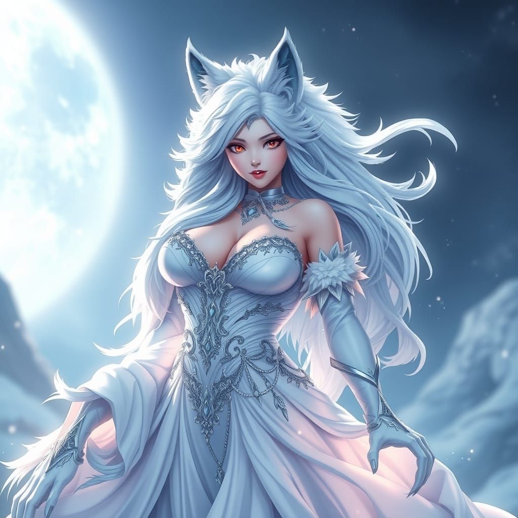 Majestic Wolf Goddess with Lush Furry Beauty