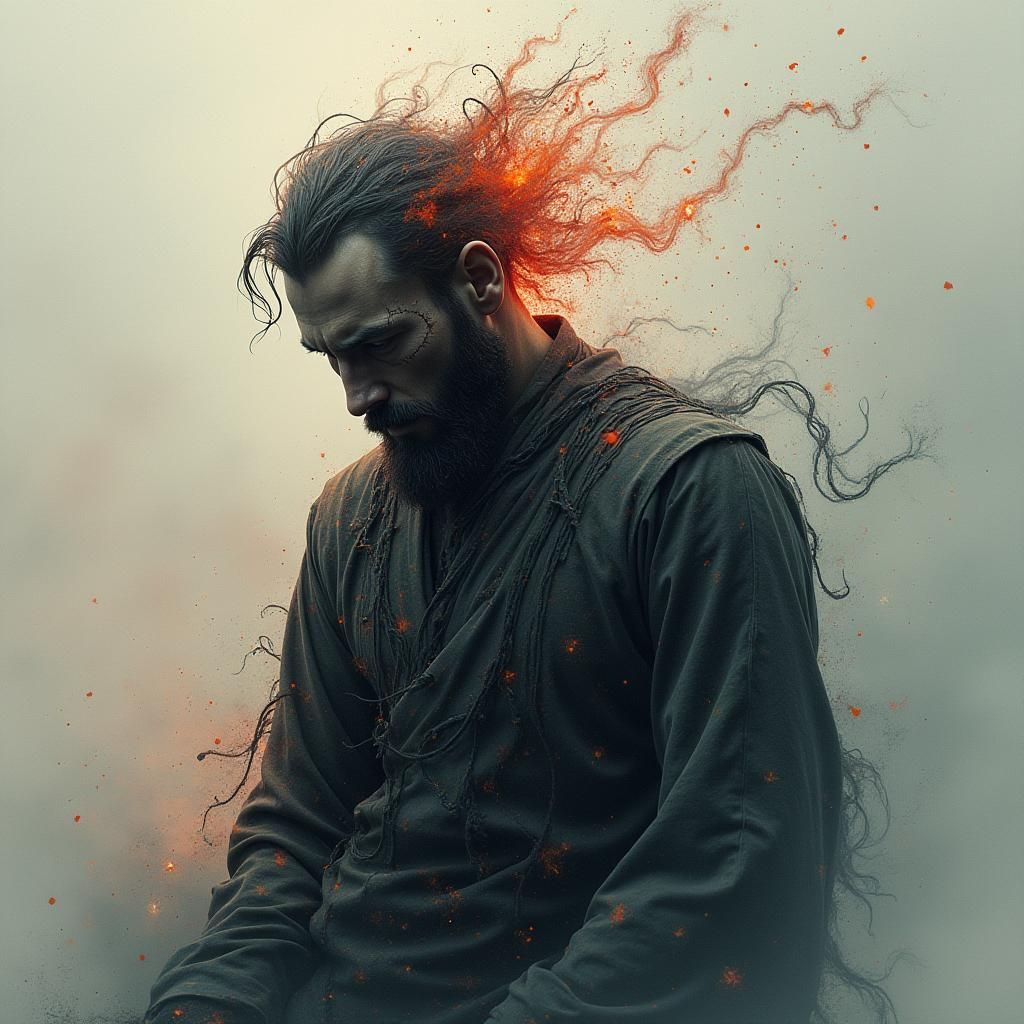 Man in Contemplation: Sci-Fi Concept Art