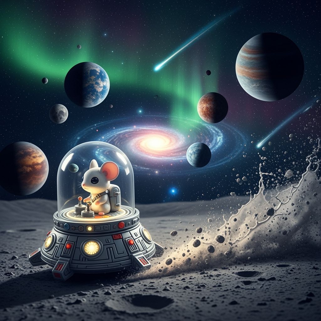 Chibi Mouse in Alien Spaceship on the Moon