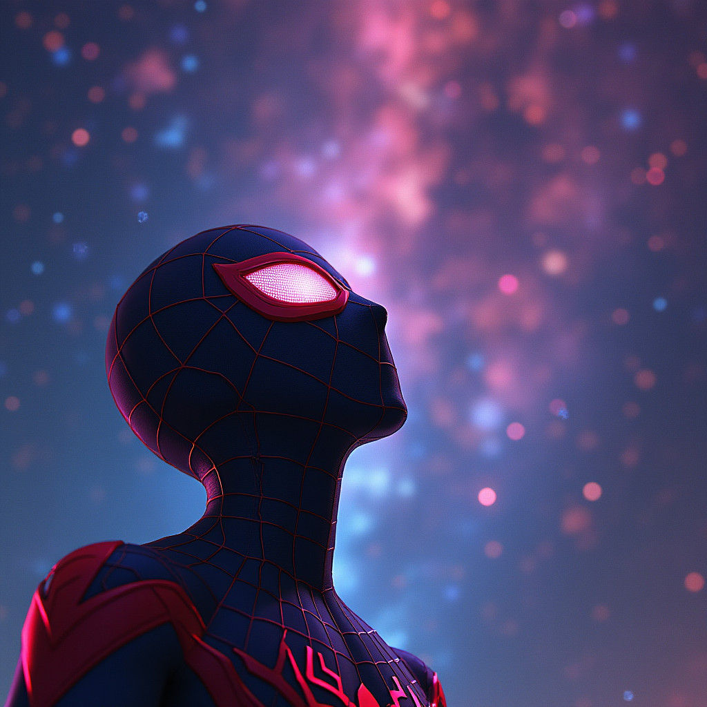 Miles Morales Spider-Man Gazing at Galaxy