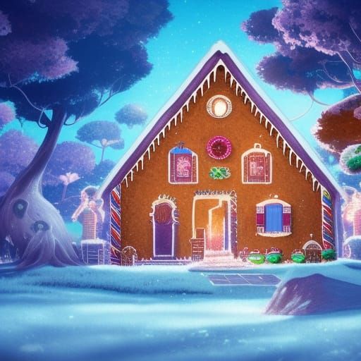 Gingerbread House in Studio Ghibli Anime Style