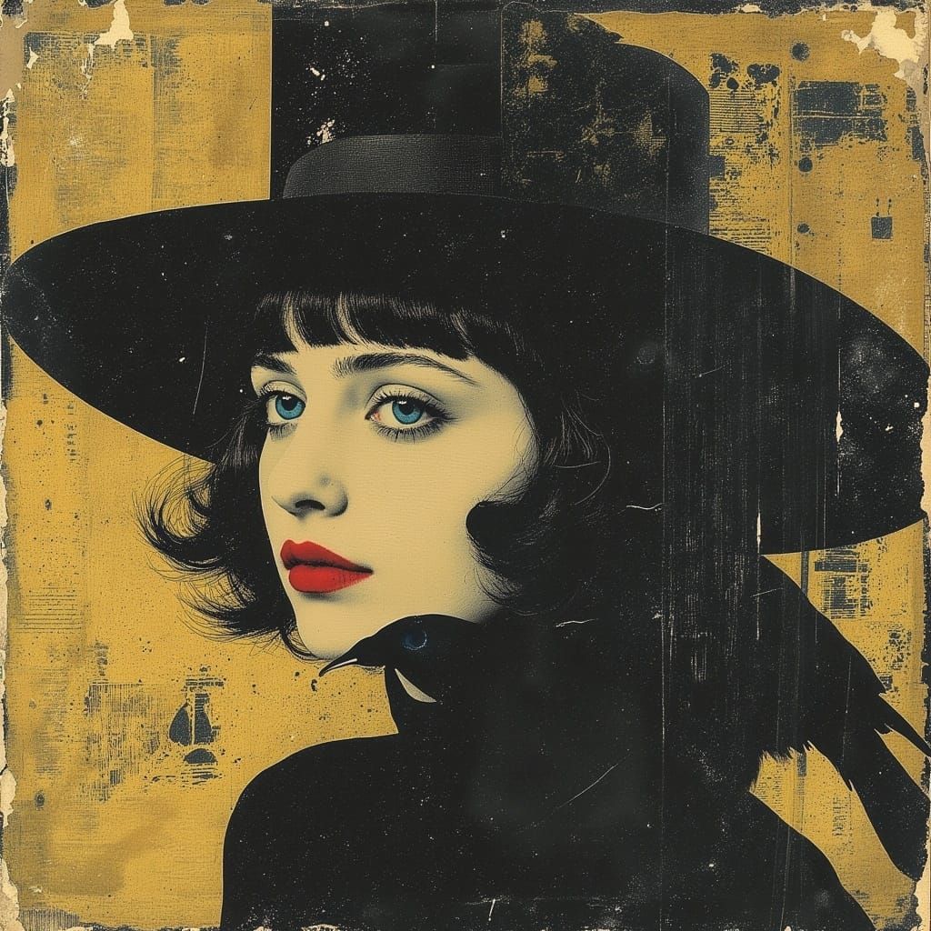 Gilded Woman with Swirling Hair in Art Deco Style