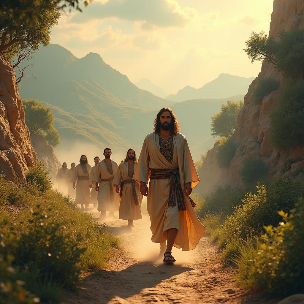 Jesus and Disciples Journey Through Caesarea Philippi