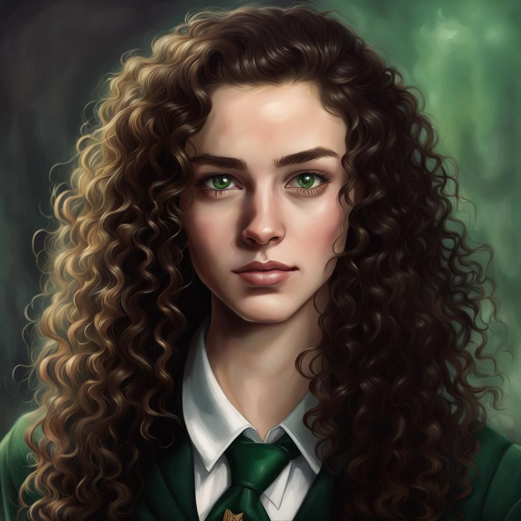 Slytherin Student Portrait with Menacing Look