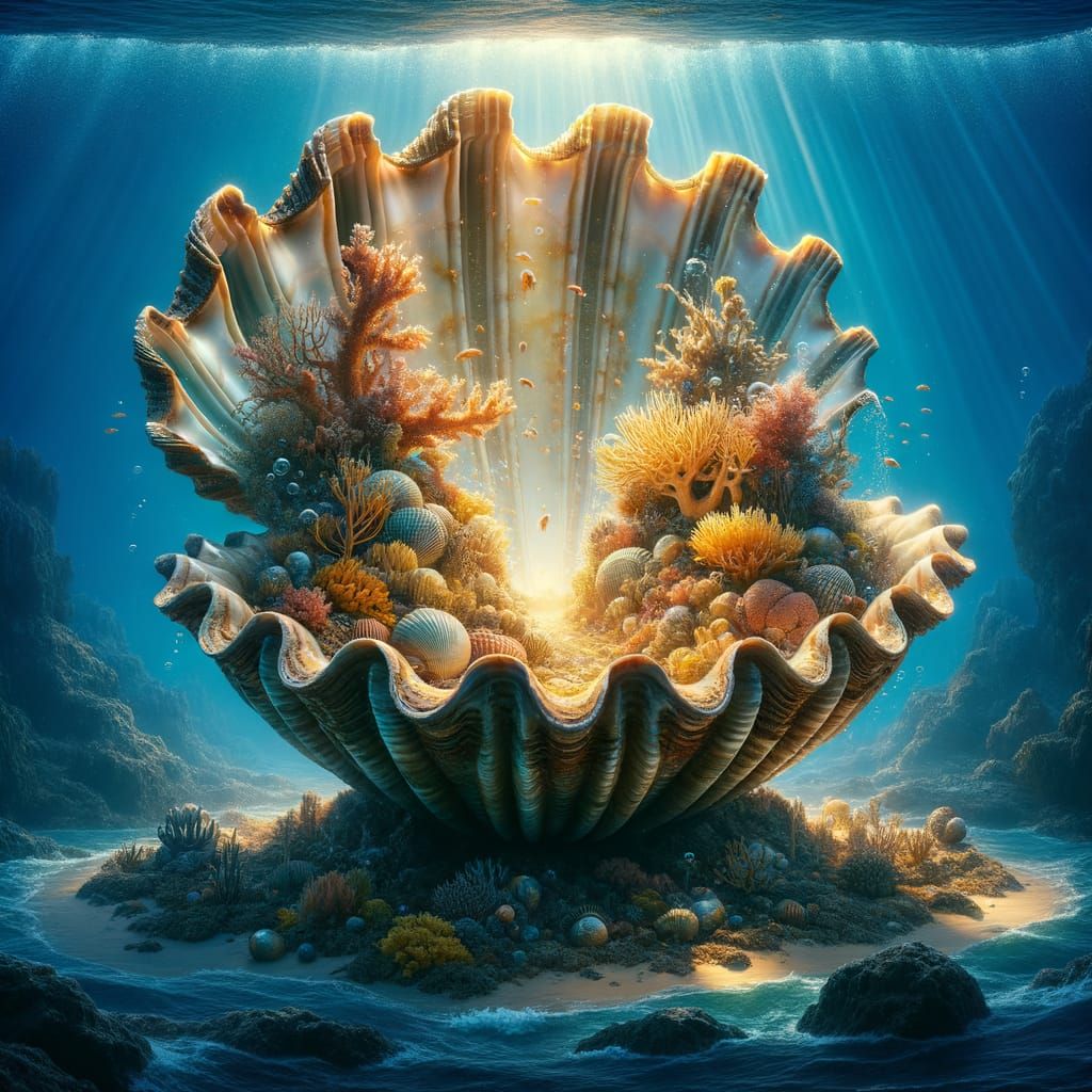 Underwater Atlantis: A Surreal Seashell Ecosystem
