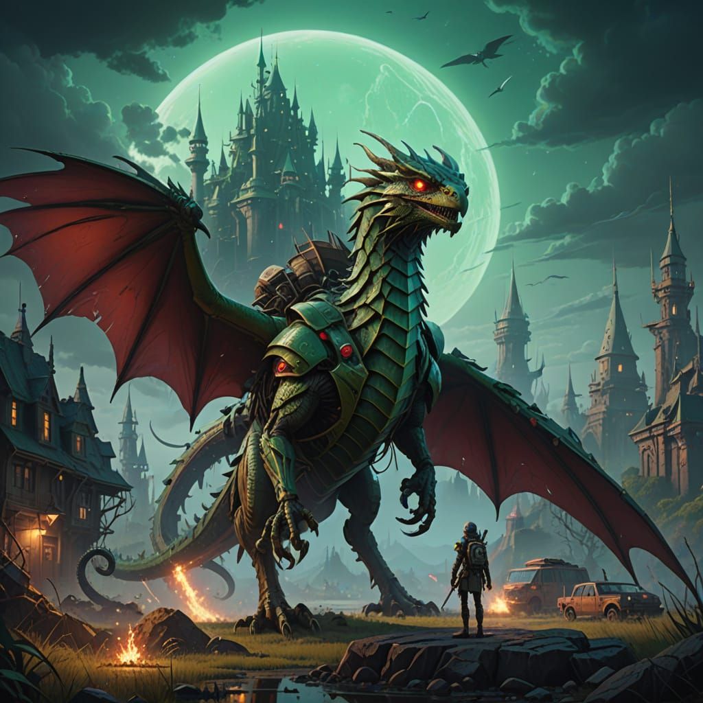 Princess of Mars with Dragon in Hyper-Realistic Style