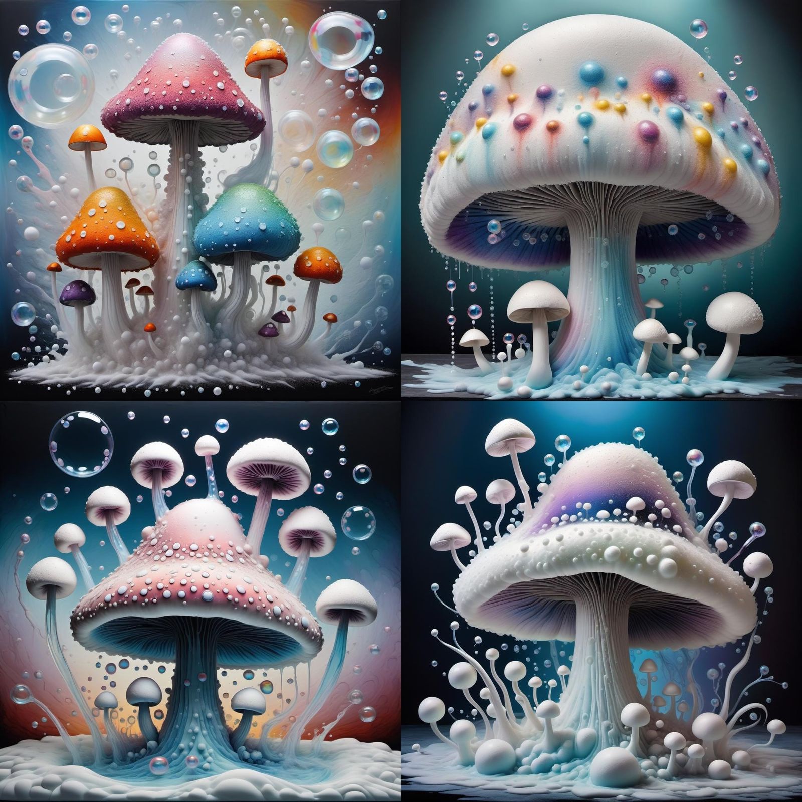 Abstract Iridescent Mushroom Cloud in Cubist Style