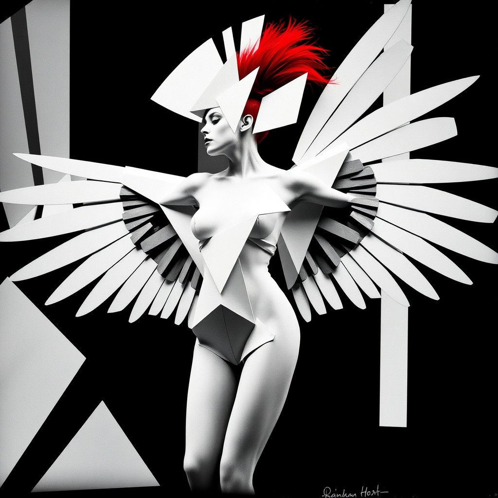 Geometric Winged Figure in Dada Photogram Style