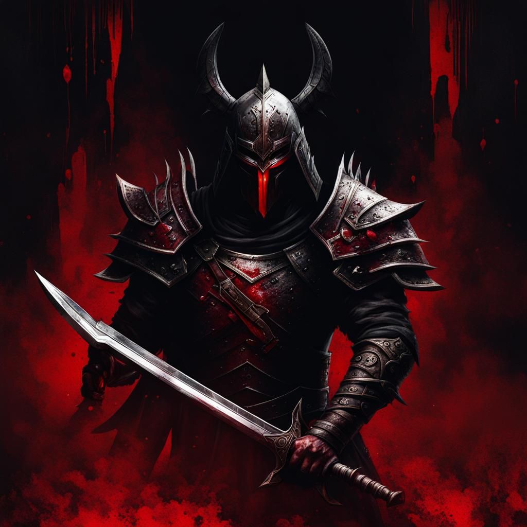 Solitary Bloody Warrior in the Darkness