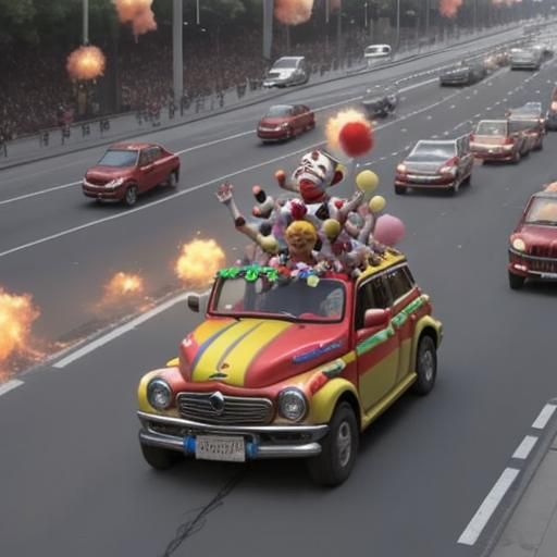 Clown Car Crash: Millions of Clowns Exploding into Traffic