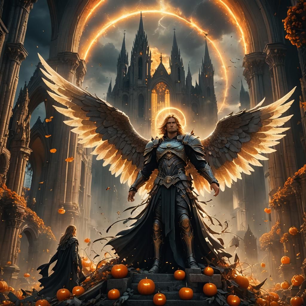 Angel of Halloween in a Gothic Cathedral