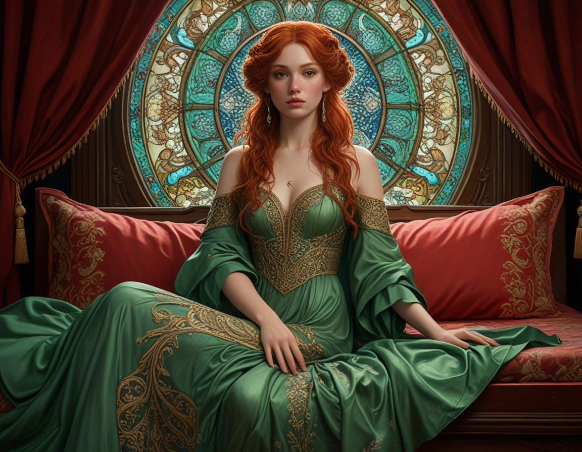 Mysterious Ginger Beauty Under Soft Moonlight