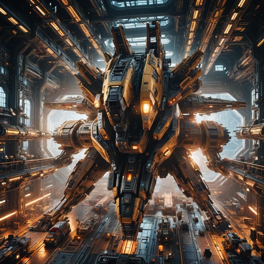 Epic Space Station Dock with Battleship Repair