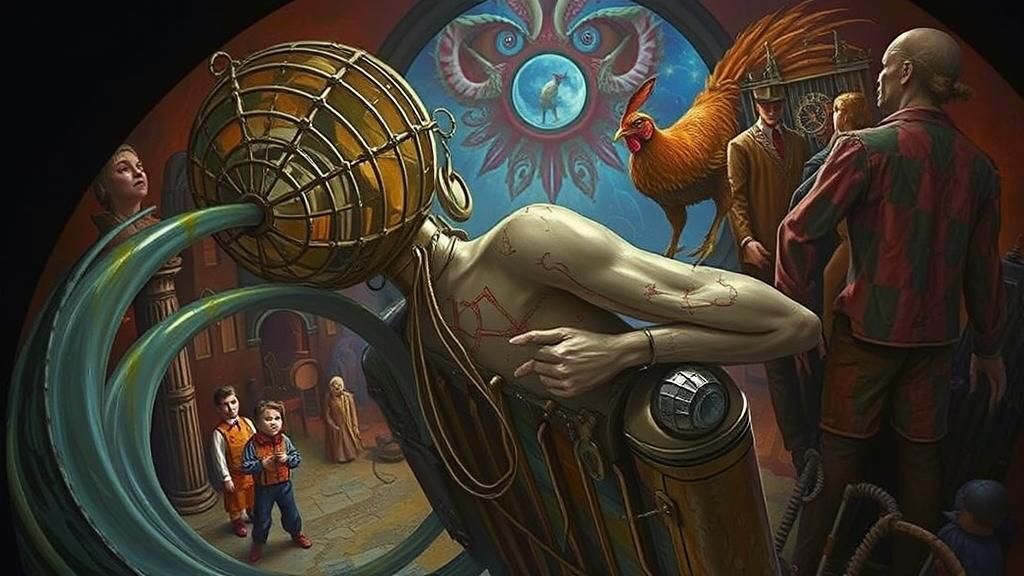 Eerie Dreamscape: Lady in the Radiator, Art Nouveau Style