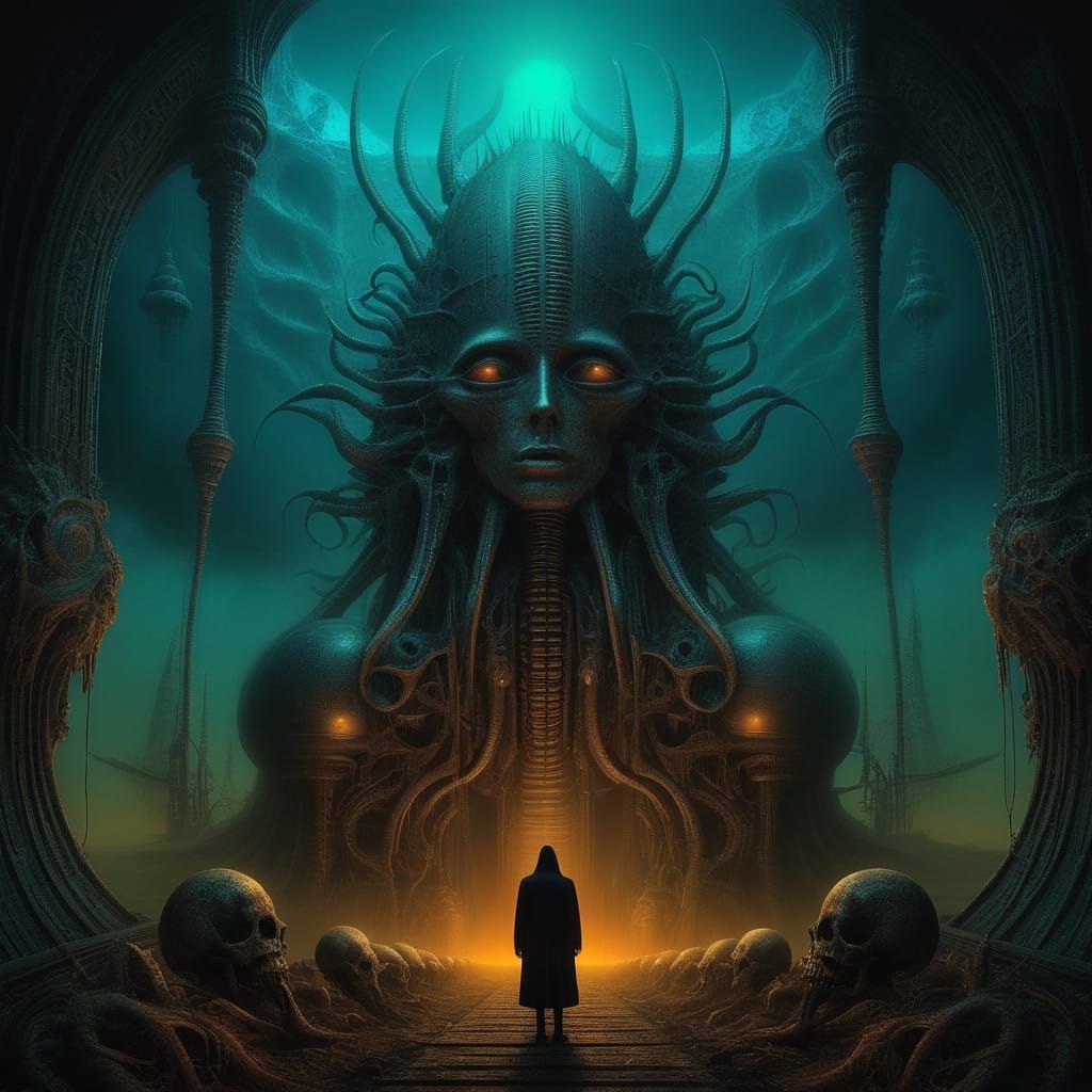 Dreamlike Gothic Biomechanics in Neon Hues