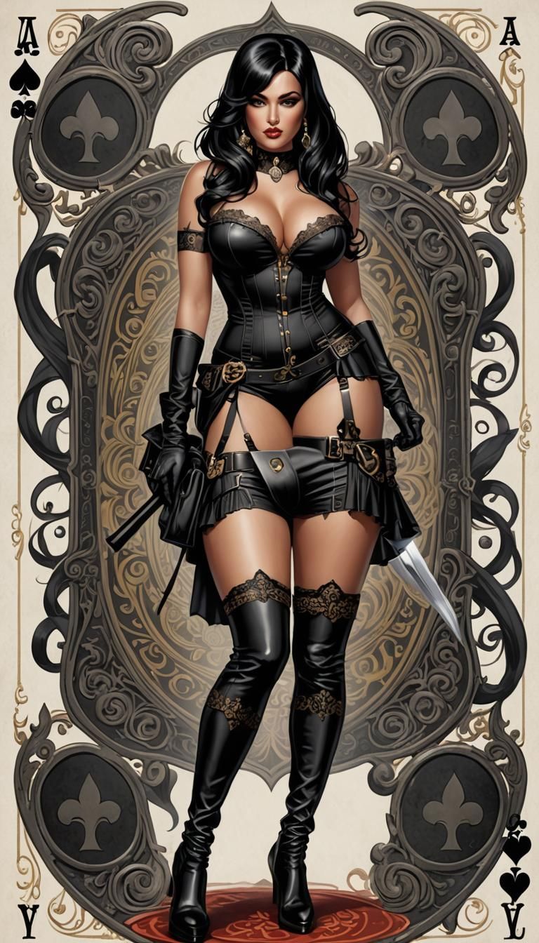 Ace of Spades Pinup in Hyperrealistic Style