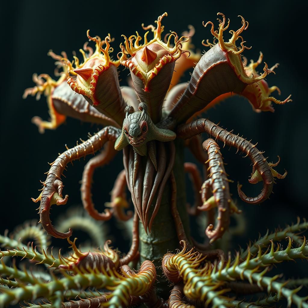 Hyperrealistic Hydra Flytrap Plant Monster in High Definitio...