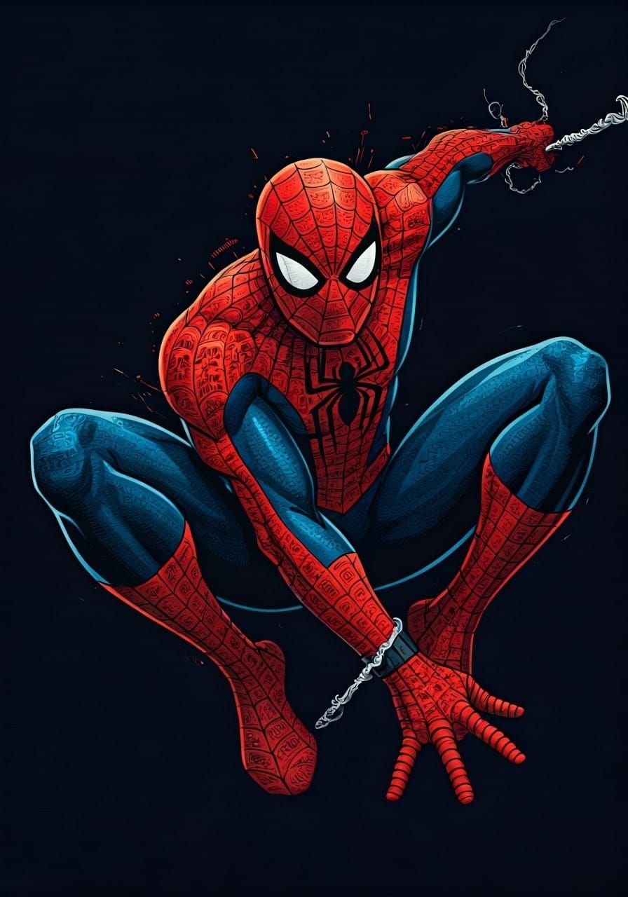 Spider-Man Silhouette in Dynamic Text Art