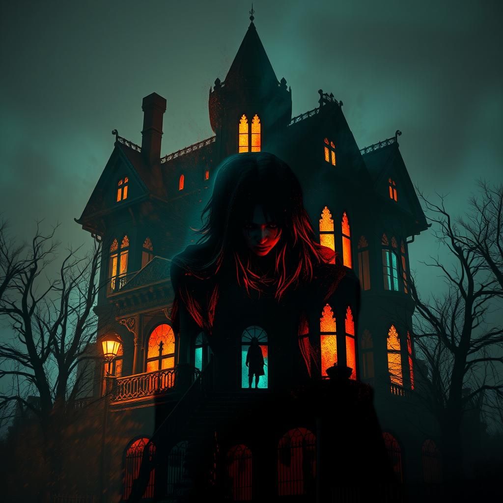 Scared Woman in Haunted Mansion: Hyperdetailed Concept Art