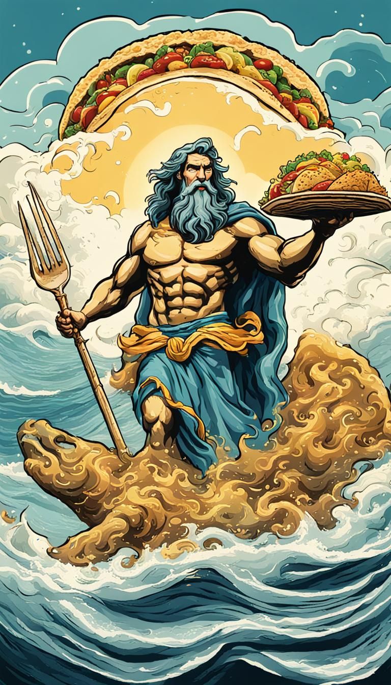 Poseidon Enjoys a Taco Break from the Sea