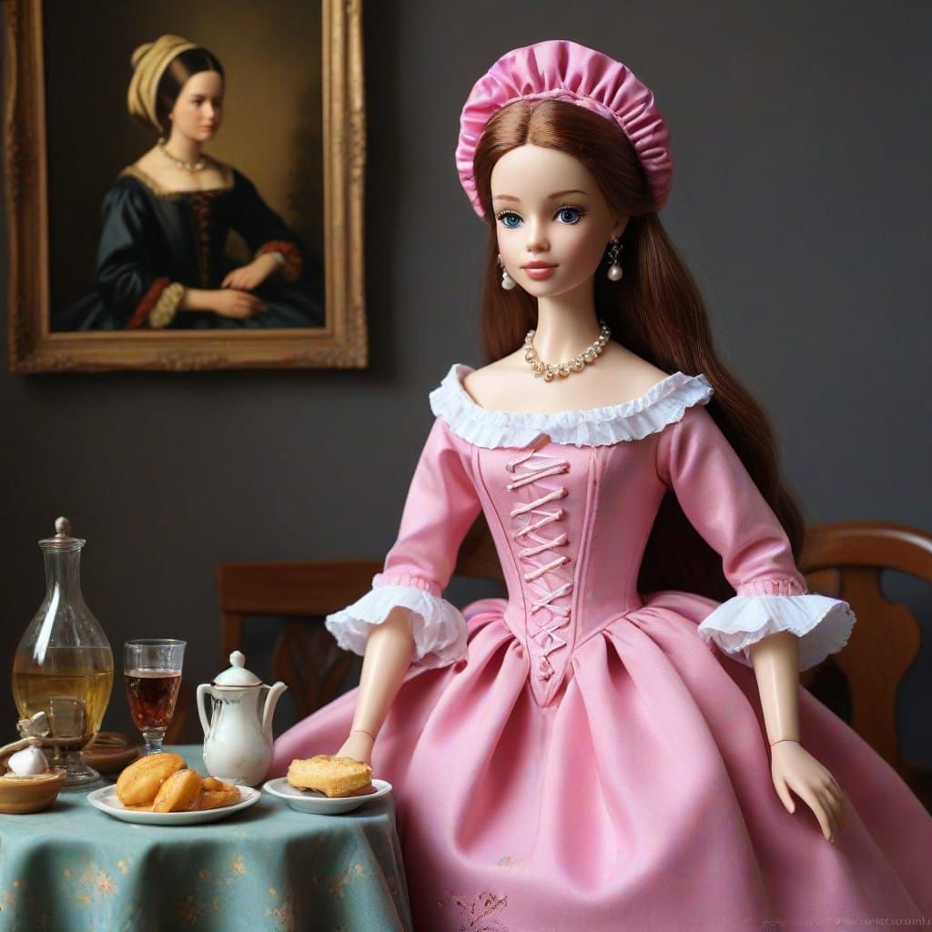 Barbie in Vermeer Style Oil Painting