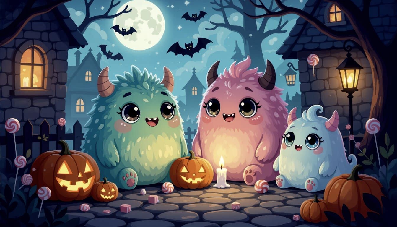 Adorable Creepy Monsters in Painterly Pastel Style