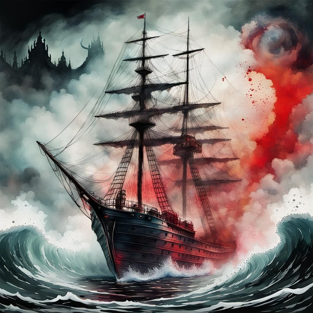 Ghost Ship Glitching Through a Nightmare Sea