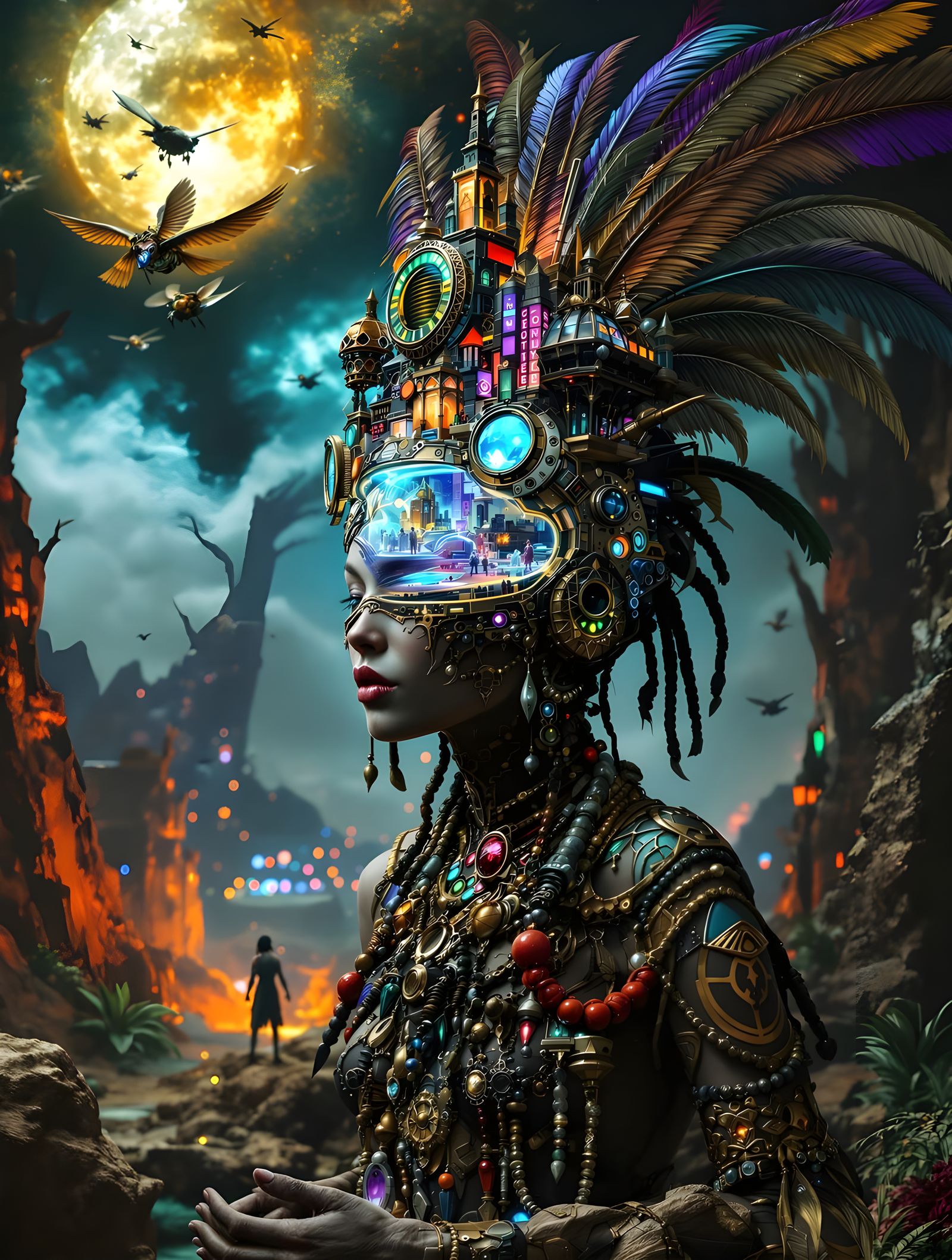 Voodoo Priestess Reveals Cyberpunk City in Diorama Style