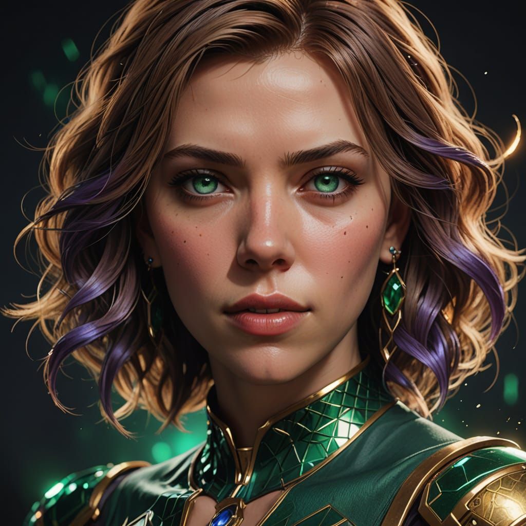 Ethereal Goddess in Emerald Triad