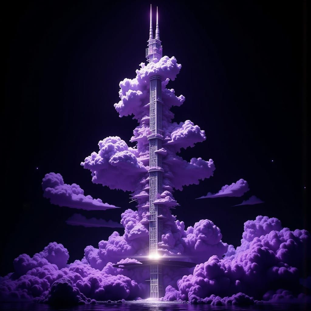 Euromast Tower in Rotterdam with Purple Clouds
