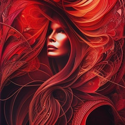 Elegant Woman in Dark, Detailed Digital Art