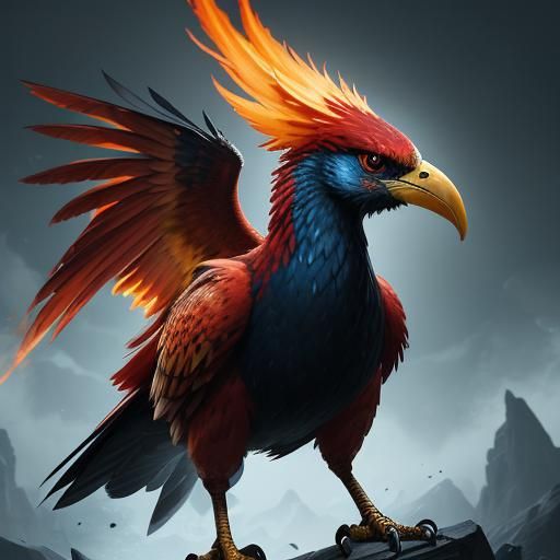 Majestic Blazewing Bird in Detailed Matte Painting