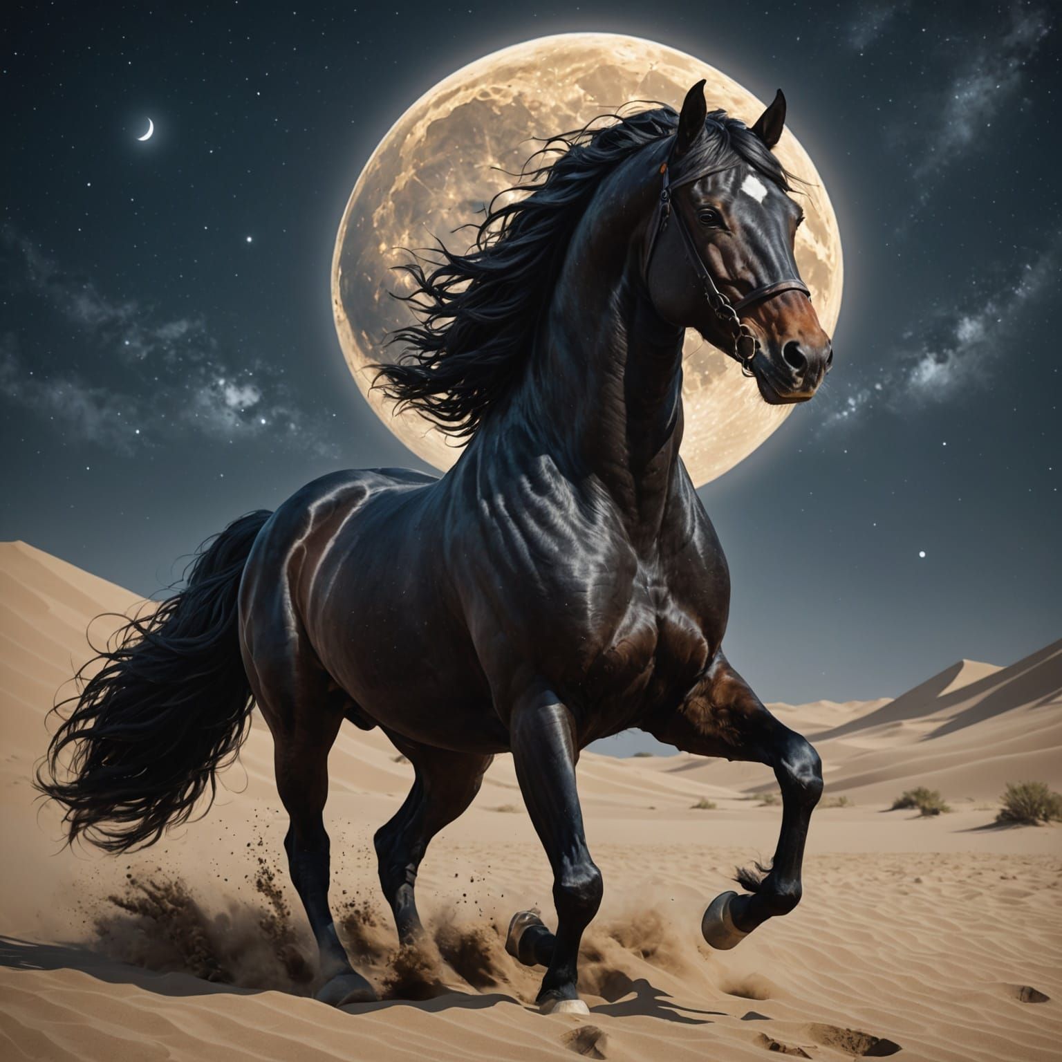 Moonlit Night Gallop in Vibrant Triadic Colors