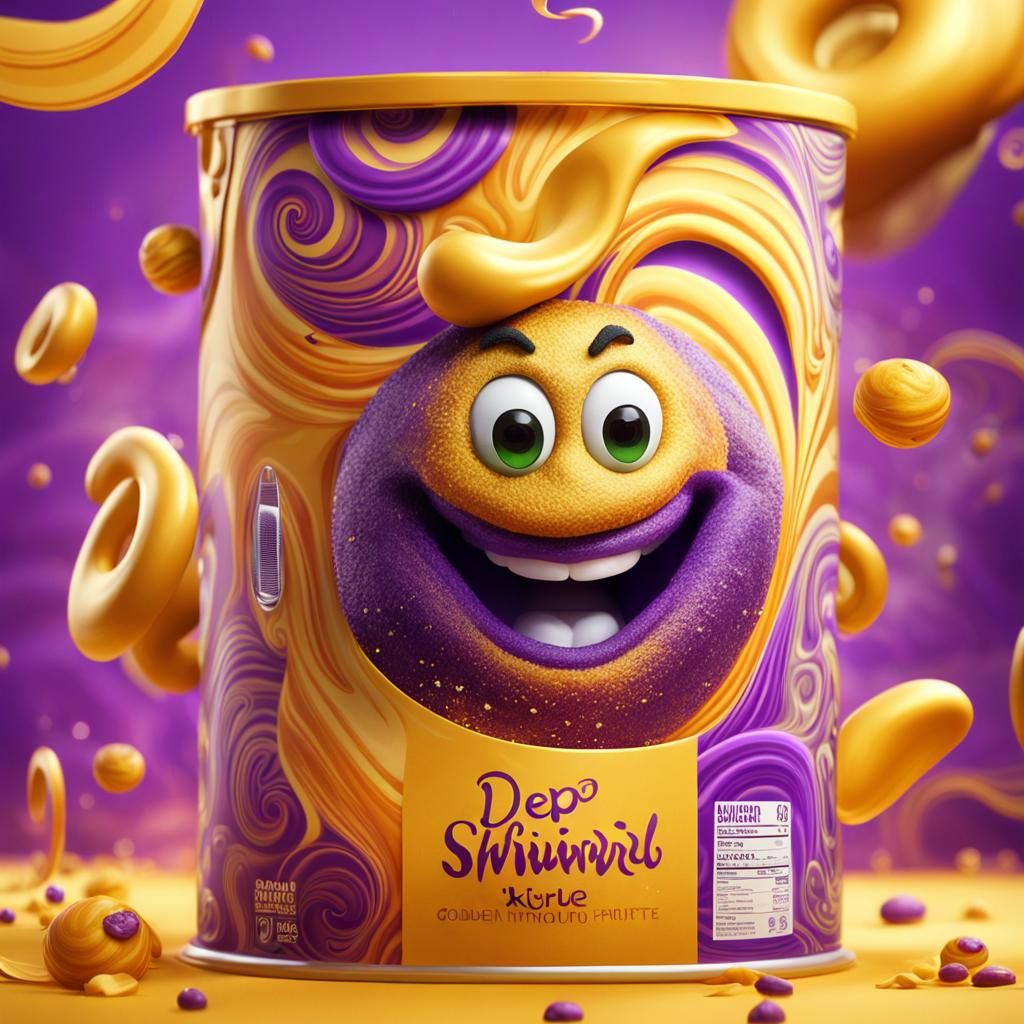 Smiling Food on Swirly Packaging: Fantasy Matte Painting