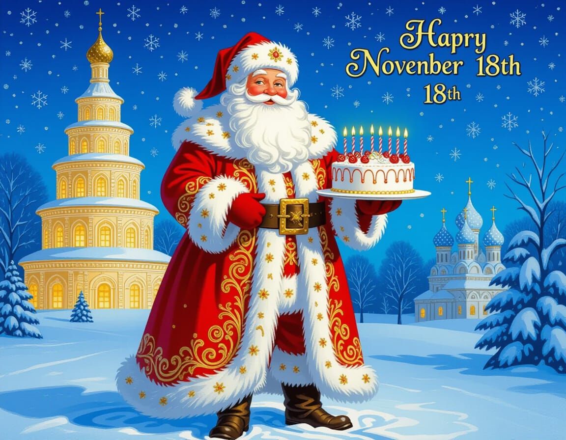 Santa Claus Birthday Celebration in Folk Fairy Tale Style