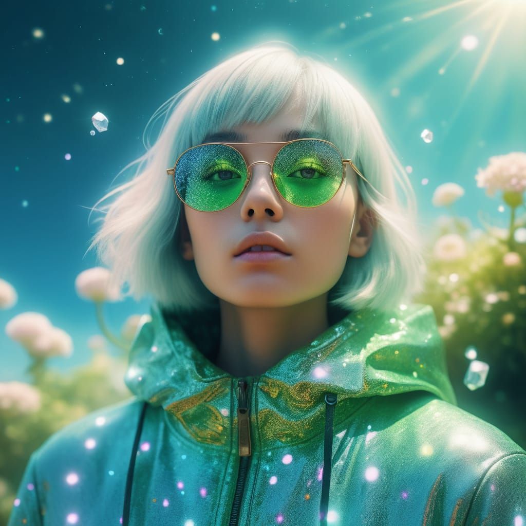 Confident Non-Binary Icon Radiates Individuality in Vibrant ...