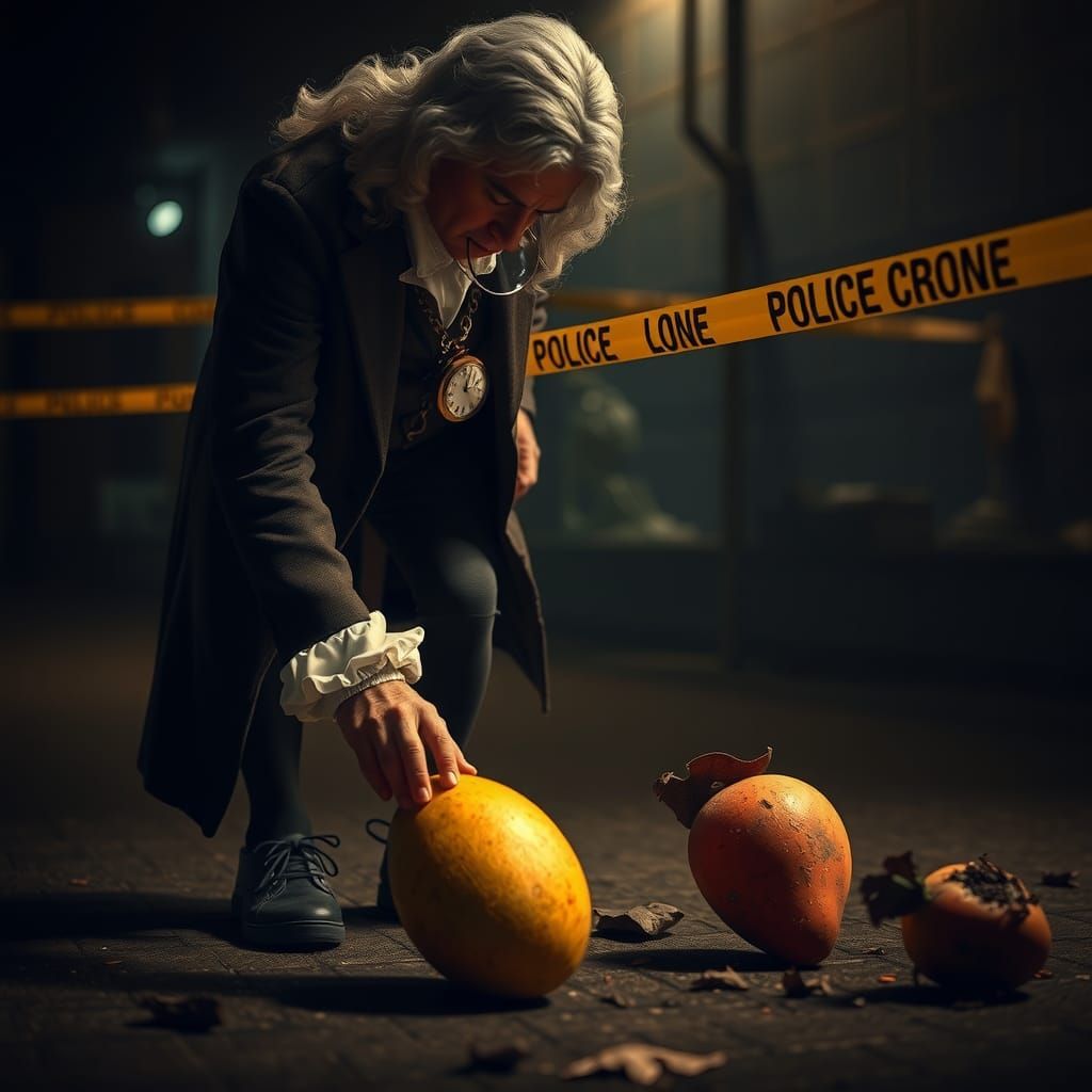 At the crime scene of a fallen bad apple, Isaac Newton said,...