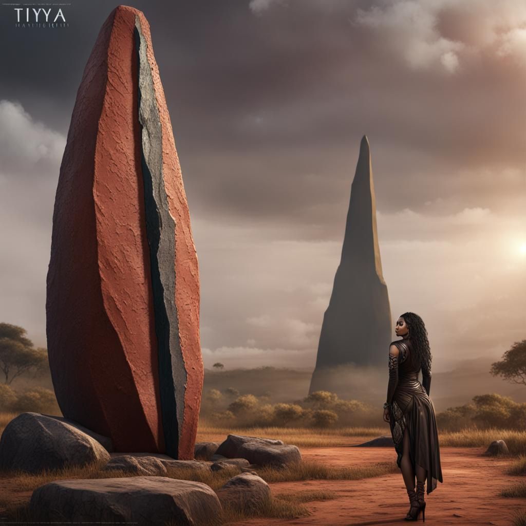 Leather Fashion Next to Tiya Menhir: Detailed Matte Painting