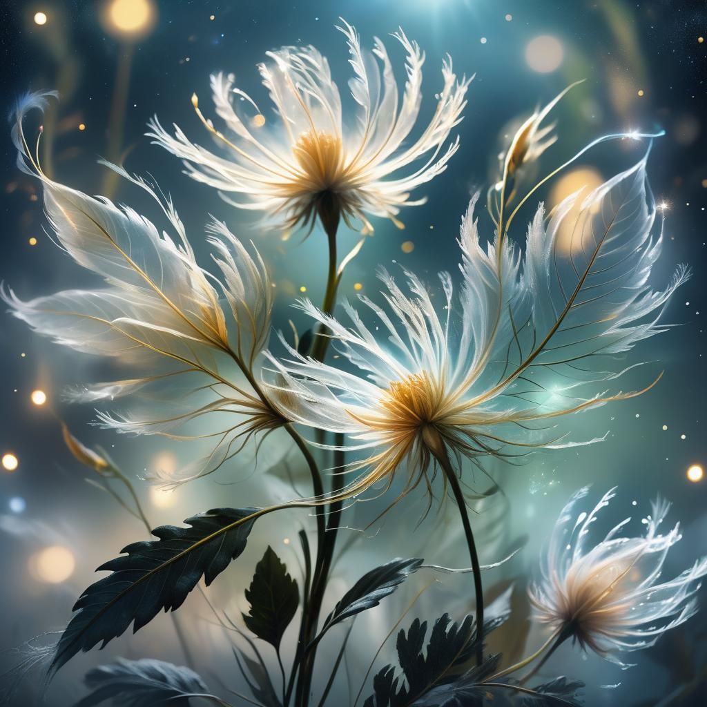 Glowing Flower Petals in Double Exposure Style