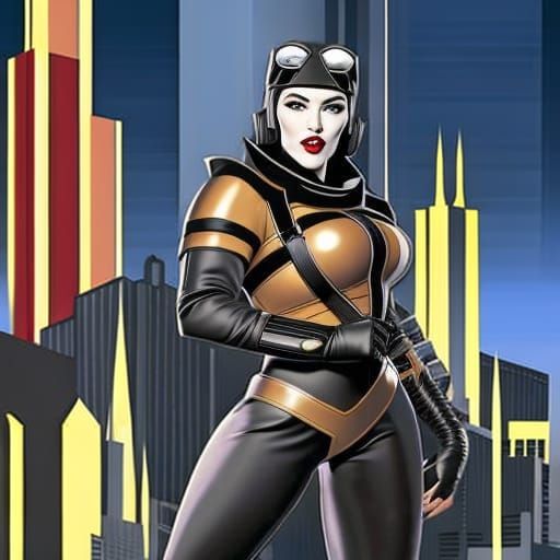 Retro Sci-Fi Art Deco Metropolis in Style of Hugh Ferriss